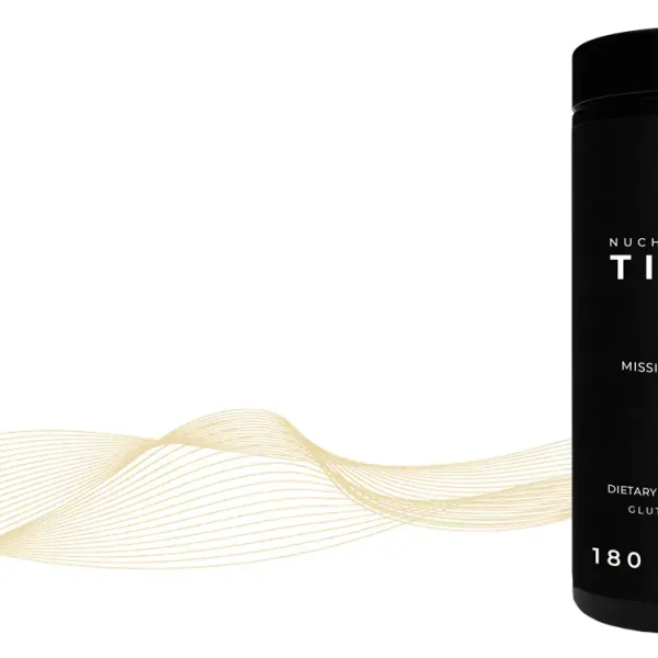 Nuchido Time+ NAD+ supplement capsules in a black container.